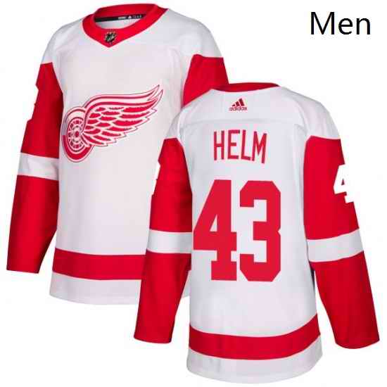 Mens Adidas Detroit Red Wings 43 Darren Helm Authentic White Away NHL Jersey